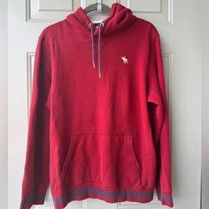 Abercrombie & Fitch Hoodie‎ Sz S Red Moose Logo Pullover Sweatshirt Y2K Vtg 90s